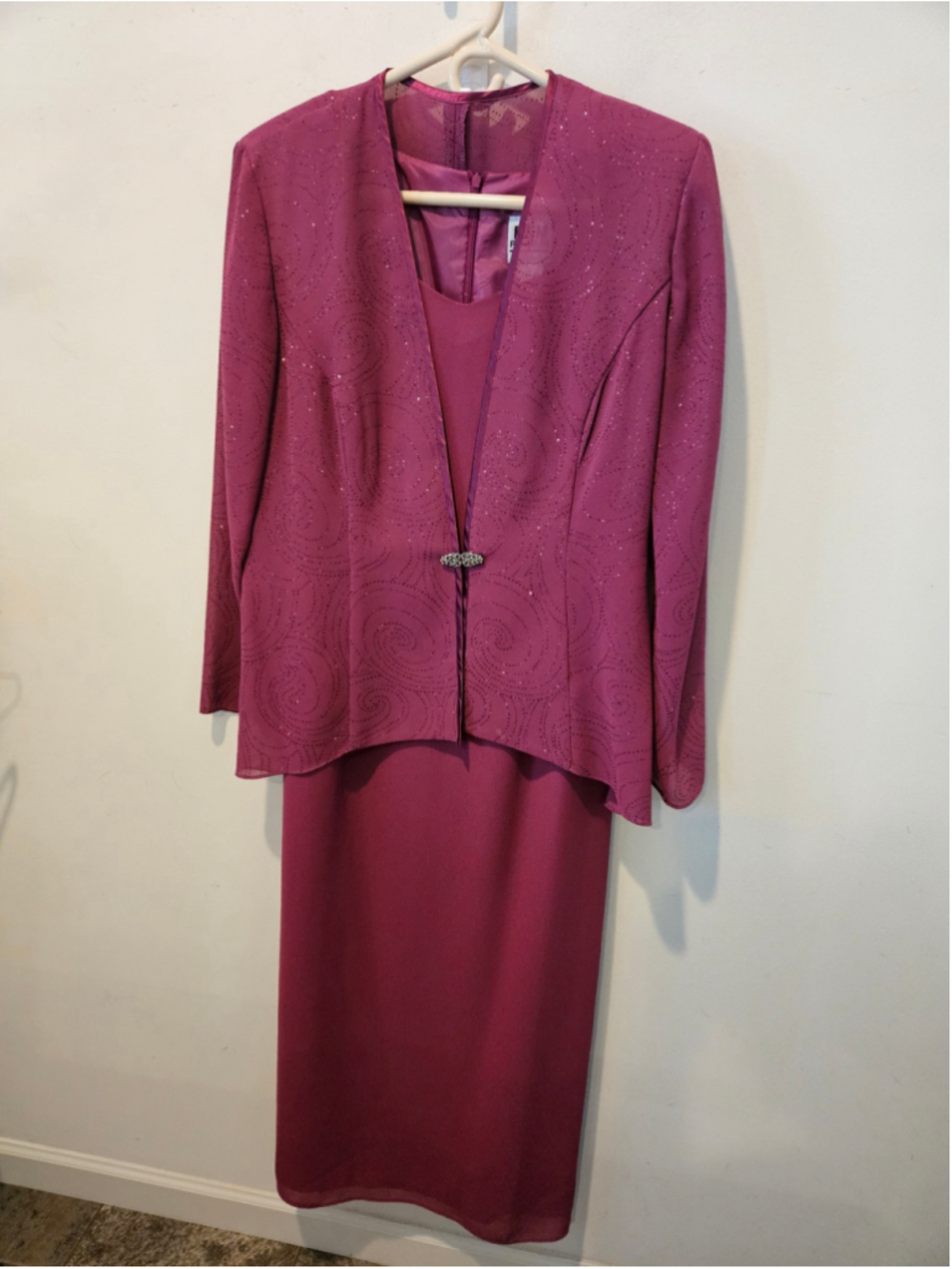 Women's R&M Richards Plum Maxi Dress Set, Size 14 Mother of the Bride